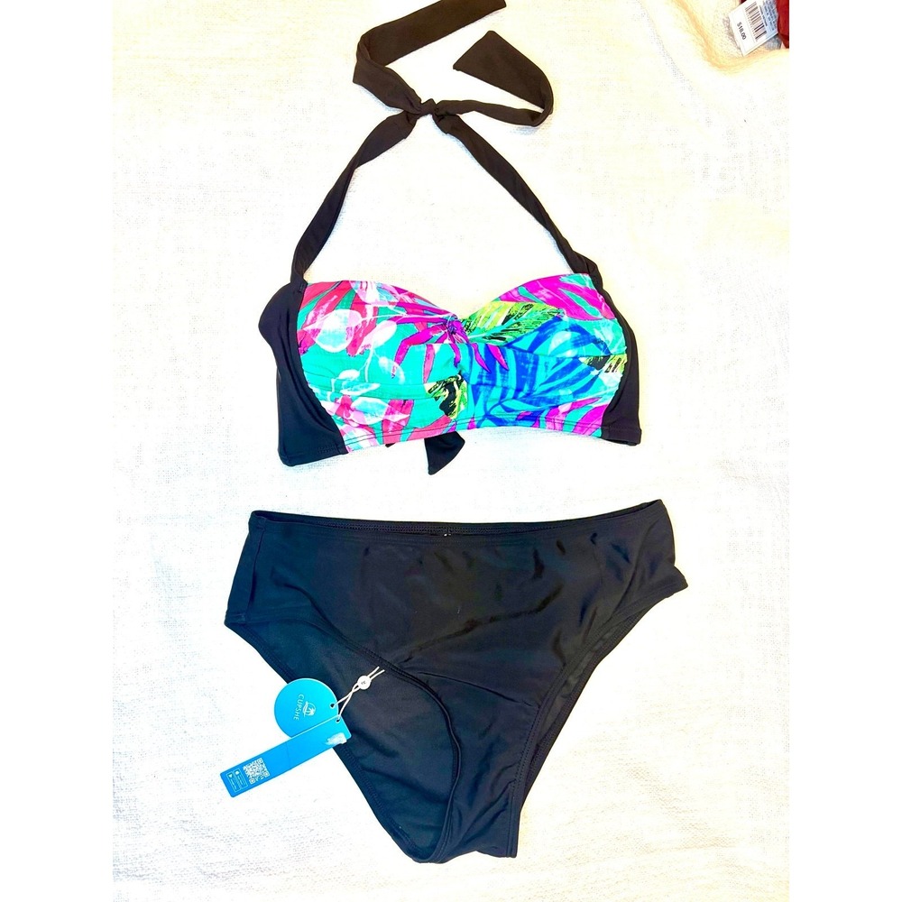 Halter Bikini top & Cupshe high waist bottom - new